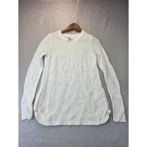 Akini Women Light Blue Knit Pointelle Sweater Side Zips Size Small